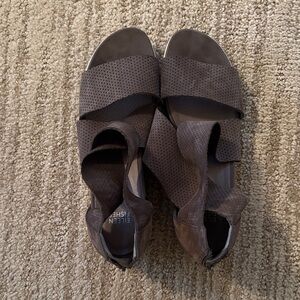 Eileen Fisher Dark Brown Perforated Sandals